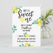Lemon Sweet One First Birthday Invite Kaart (Staand voorkant)