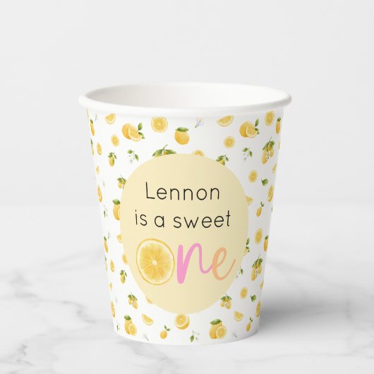Lemon Sweet One Verjaardag Papieren Bekers (Voorkant)