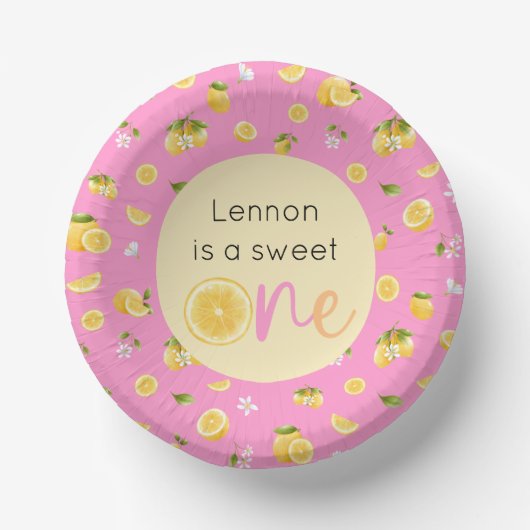 Lemon Sweet One Verjaardag Papieren Kommen (Voorkant)