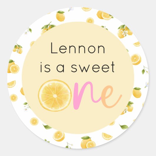 Lemon Sweet One Verjaardag Ronde Sticker (Voorkant)