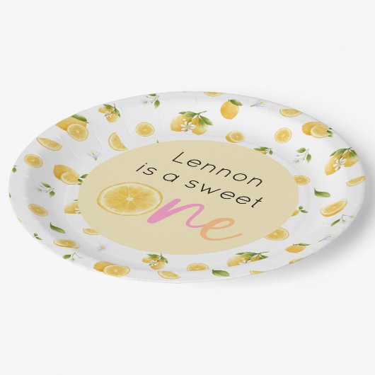 Lemon Sweet One verjaardagsfeestje Papieren Bordje (Gekanteld)