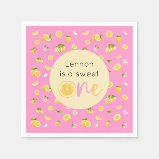 Lemon Sweet One verjaardagsfeestje Servet (Voorkant)