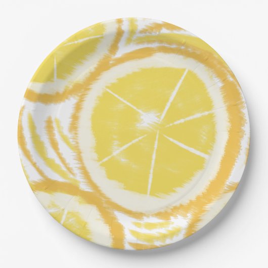 Lemon Swirl Abstracte Partij Papieren Bordje (Voorkant)