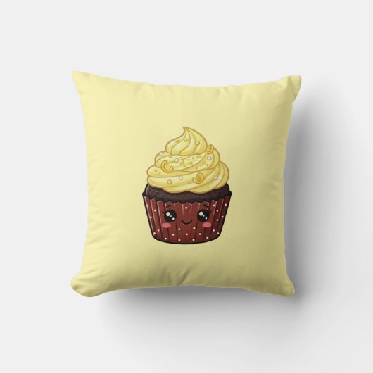 Lemon Swirl Icing Cupcake Kawaii Kussen Kussenhoes (Voorkant)