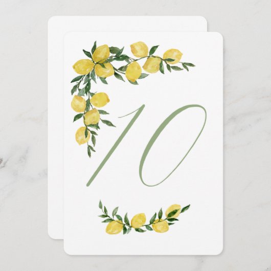 Lemon Table Number Kaart (Voorkant / Achterkant)