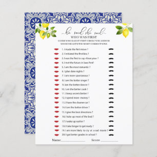 Lemon tak en blauw mozaïek Hij zei dat ze spel zei