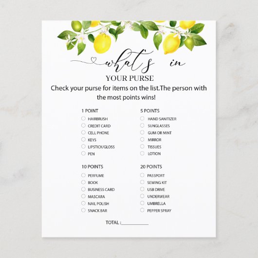 Lemon tak en blauw mozaïek Wat is er in uw tas? (Voorkant)