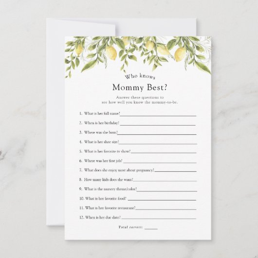 Lemon takken die mam kent beste douche spel Kaart (Voorkant)