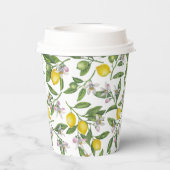 Lemon takken met bloesems en vruchten papieren bekers (Achterkant)