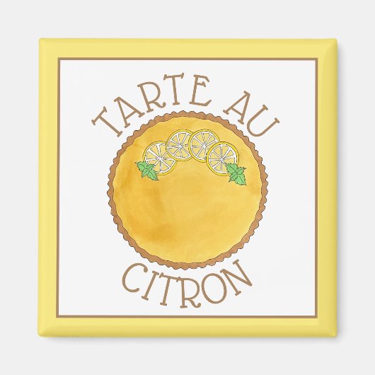 Lemon Tart Tarte au Citron Curd Pie Baking Food Magneet (Voorkant)