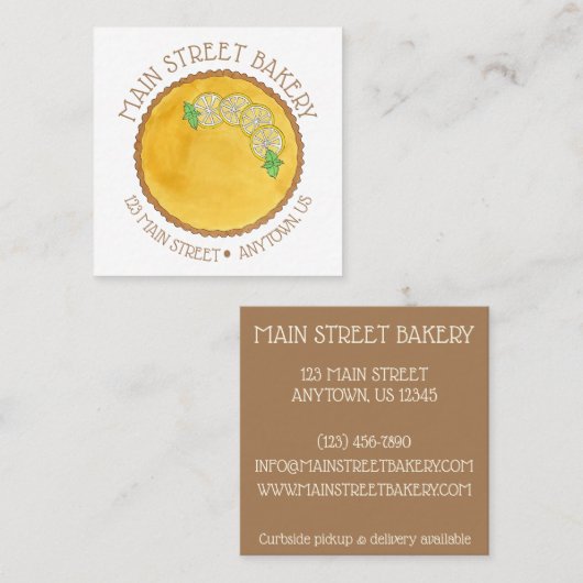 Lemon Tart Tarte au Citron Pie Baking Bakery Chef Vierkante Visitekaartje (Voorkant / Achterkant)