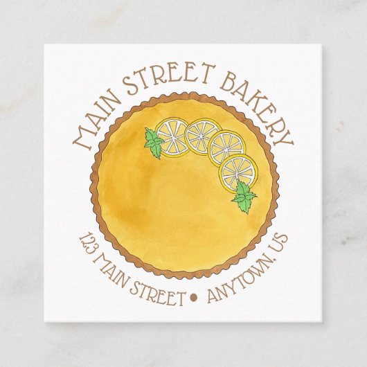 Lemon Tart Tarte au Citron Pie Baking Bakery Chef Vierkante Visitekaartje (Voorkant)