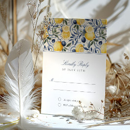 Lemon Tegel Elegance RSVP-kaart voor bruiloft Kaart