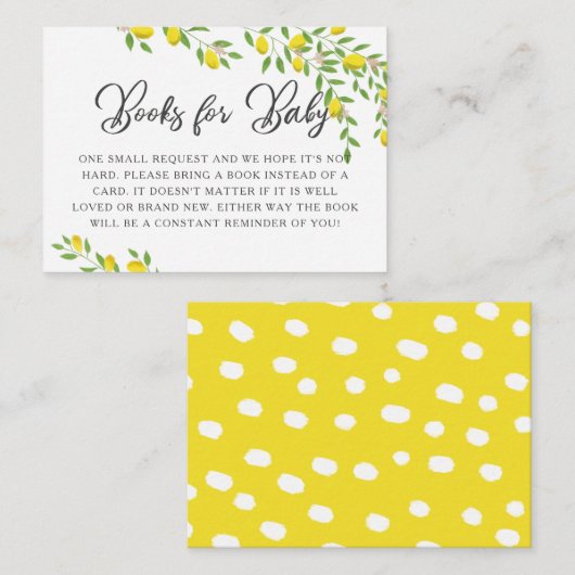 Lemon Thema Baby shower Boek Aanvraag Informatiekaartje (Voorkant / Achterkant)