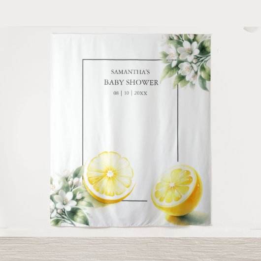 Lemon thema Baby shower foto achtergrond Wandkleed (Voorkant)