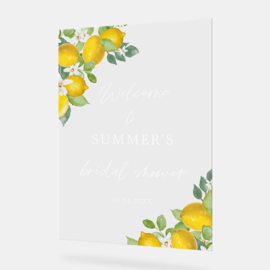 Lemon Thema Bruiloft Feest Welkom Acryl Bord (Hoek)