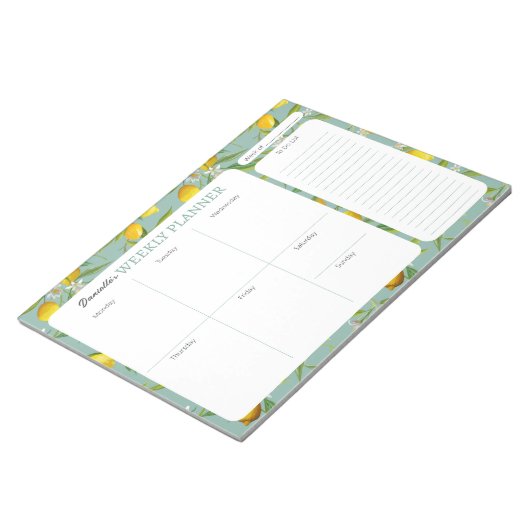 Lemon Thema Gepersonaliseerde Weekly Planner Pad Notitieblok (Schuin)