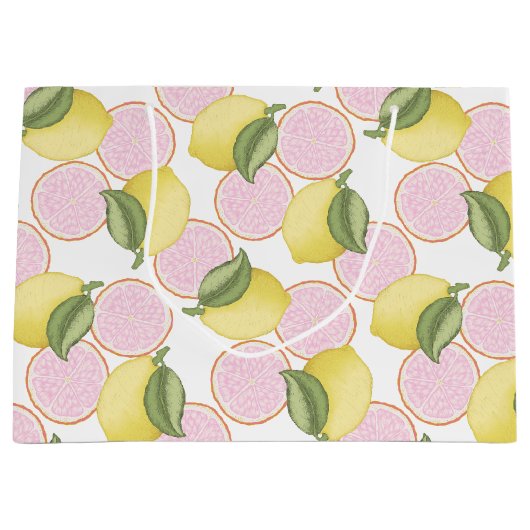 Lemon Thema Roze Verjaardag Party Gift Bag Groot Cadeauzakje (Voorkant)
