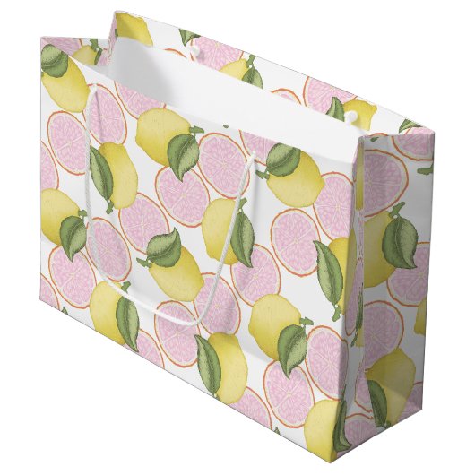 Lemon Thema Roze Verjaardag Party Gift Bag Groot Cadeauzakje (Voorkant Gekanteld)