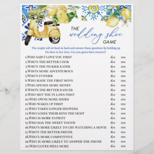 Lemon Thema Vrijgezellenfeest Schoenspel Flyer (Voorkant)