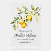 Lemon Theme 30e Verjaardagsfeestje Welkom Acryl Bord (Voorkant)