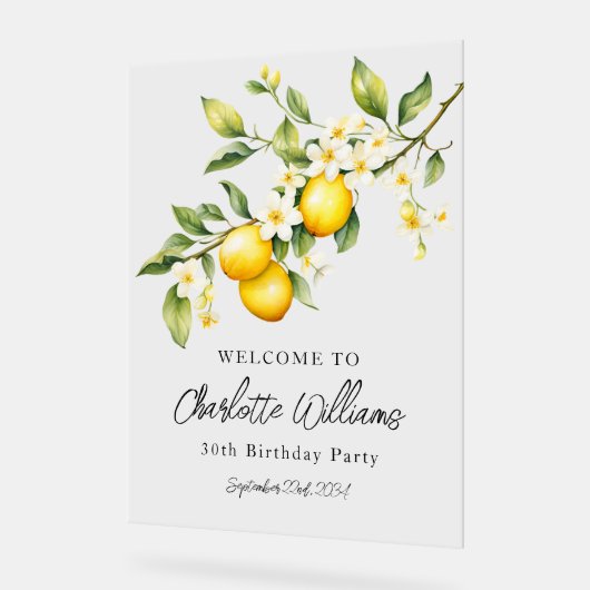 Lemon Theme 30e Verjaardagsfeestje Welkom Acryl Bord (Hoek)