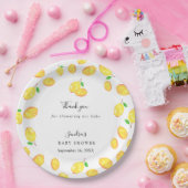 Lemon Theme Baby shower Citrus Modern Script Papieren Bordje (Feest)