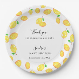 Lemon Theme Baby shower Citrus Modern Script Papieren Bordje