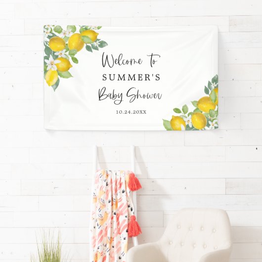 Lemon Theme Citrus Baby shower Party Spandoek (Insitu)