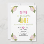 Lemon Theme First Birthday Girl Invitation Kaart (Voorkant)