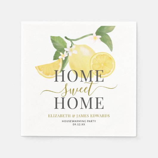 Lemon Theme Home Sweet Home Housewarming Party Servet (Voorkant)