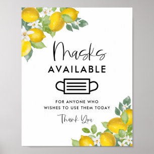 Lemon Theme Party maskers Beschikbaar teken Poster