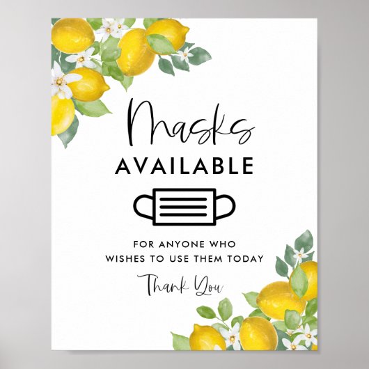 Lemon Theme Party maskers Beschikbaar teken Poster (Voorkant)