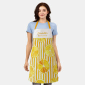Lemon Theme Stripes Name Apron Schort (Gedragen)