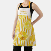 Lemon Theme Stripes Name Apron Schort (Insitu)