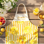 Lemon Theme Stripes Name Apron Schort