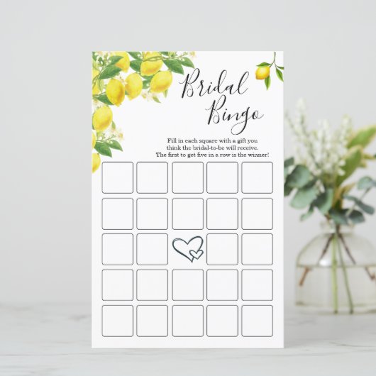 Lemon Theme Vrijgezellenfeest Bingo Kaarten (Staand voorkant)