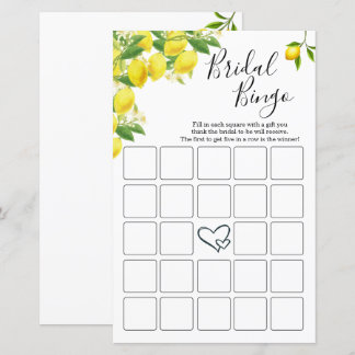 Lemon Theme Vrijgezellenfeest Bingo Kaarten