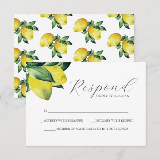 Lemon Theme Vrijgezellenfeest RSVP-kaart RSVP Kaartje (Voorkant / Achterkant)