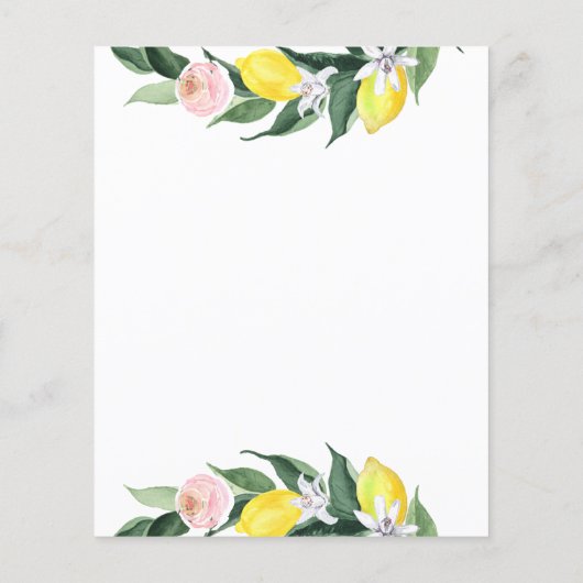 Lemon Theme Vrijgezellenfeest Trivia Vraag Flyer (Achterkant)