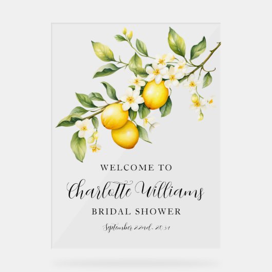 Lemon Theme Vrijgezellenfeest Welkom Acryl Bord (Voorkant)