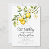 Lemon Theme Waterverf 21ste Verjaardagsfeest Kaart (Voorkant)