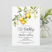 Lemon Theme Waterverf 21ste Verjaardagsfeest Kaart (Staand voorkant)