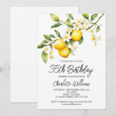 Lemon Theme Waterverf 35e verjaardagsfeestje Kaart (Voorkant / Achterkant)