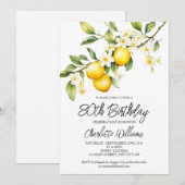 Lemon Theme Waterverf 80ste Verjaardagsfeest Kaart (Voorkant / Achterkant)