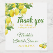 Lemon Theme Wine Dank u Stickers (Enkel label)