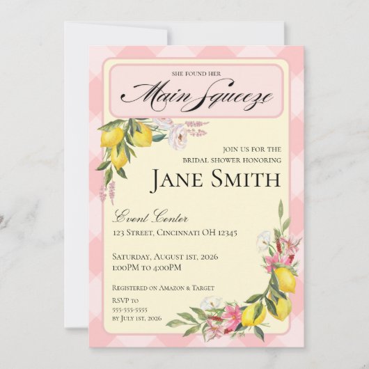 Lemon Themed Bridal Shower Invitation Kaart (Voorkant)