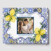 Lemon-Themed Mediterranean Tile Wedding Gastenboek (Achterkant)