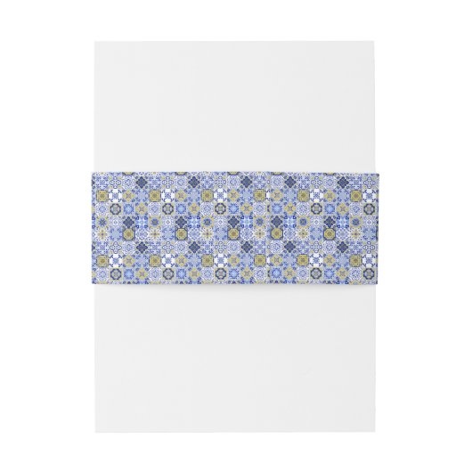 Lemon-Themed Mediterranean Tile Wedding Uitnodigingen Wikkel (Achterkant Voorbeeld)