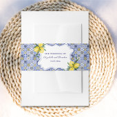 Lemon-Themed Mediterranean Tile Wedding Uitnodigingen Wikkel